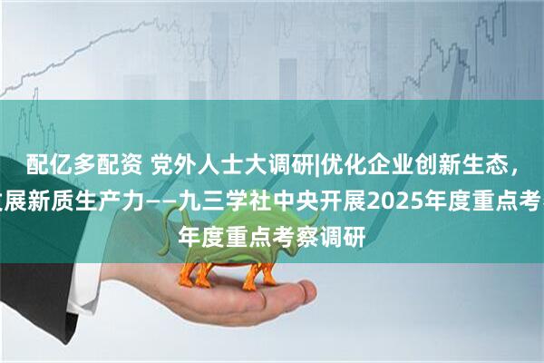 配亿多配资 党外人士大调研|优化企业创新生态，加速发展新质生产力——九三学社中央开展2025年度重点考察调研