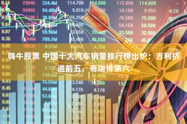 嗨牛股票 中国十大汽车销量排行榜出炉；吉利挤进前五，奇瑞排第六