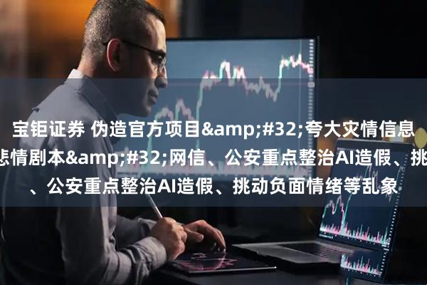 宝钜证券 伪造官方项目&#32;夸大灾情信息&#32;演绎悲情剧本&#32;网信、公安重点整治AI造假、挑动负面情绪等乱象