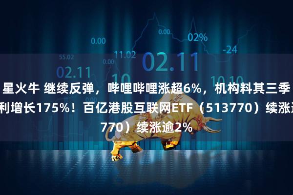 星火牛 继续反弹，哔哩哔哩涨超6%，机构料其三季度盈利增长175%！百亿港股互联网ETF（513770）续涨逾2%
